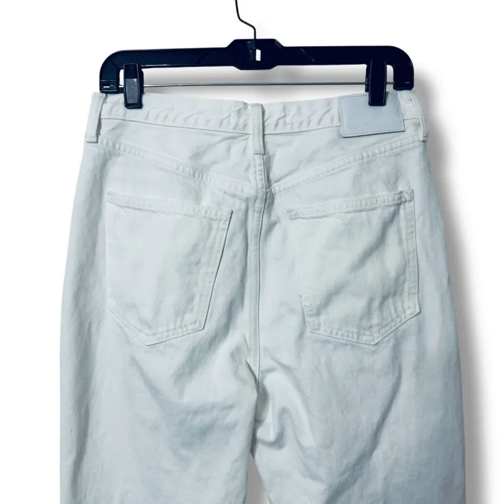 Denim Forum Joni Loose Jeans 28 White High Rise Cropped Off Duty Denim Core